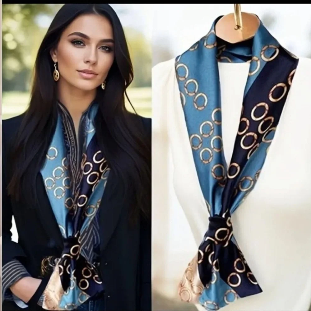 Elegant Printed Silky Scarf Accessories Thin and Stylish Professional